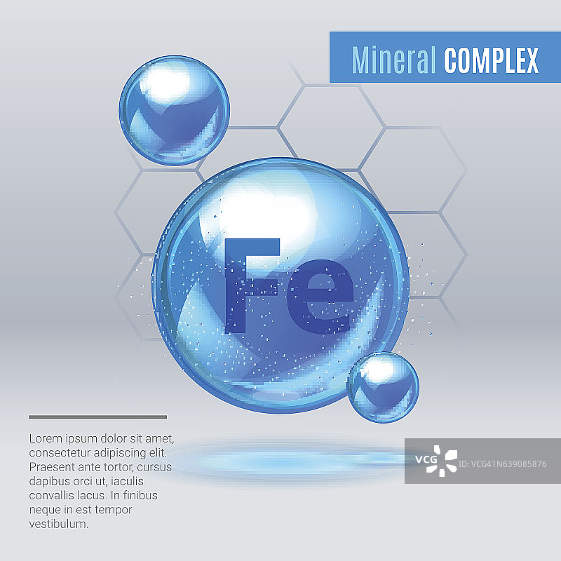 矿物Fe Ferum蓝色闪光药丸胶囊图标图片素材