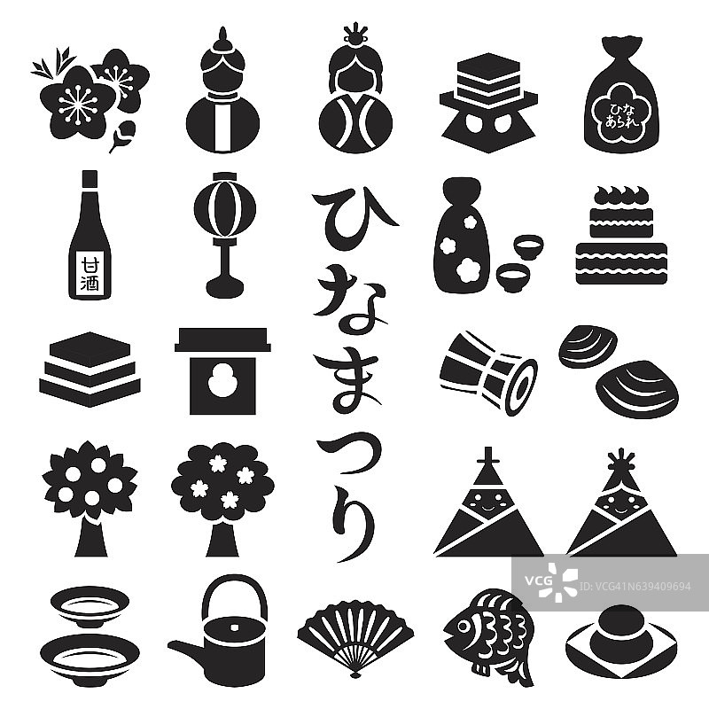 日本玩偶节日单色图标集图片素材