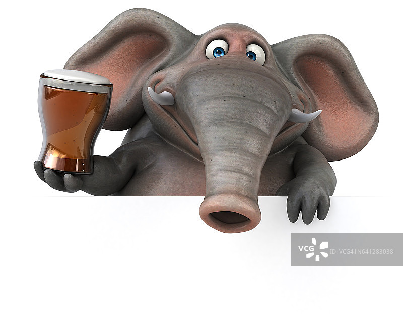 有趣的大象- 3D插图图片素材
