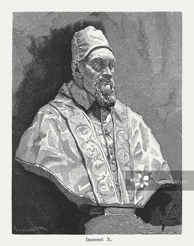 Pope Innocent X(1574-1655)，由Lorenzo Bernini出版社出版，1884年图片素材