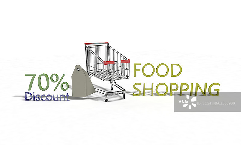 食物购物折扣%70的白色，3d渲染图片素材