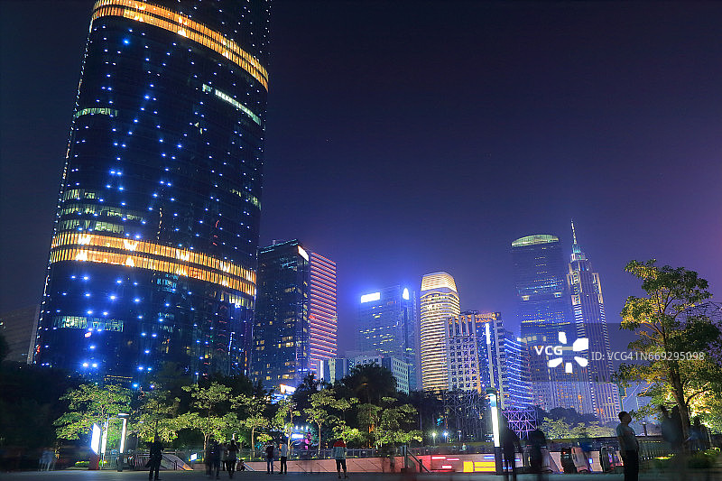 中国广州市中心的夜景图片素材