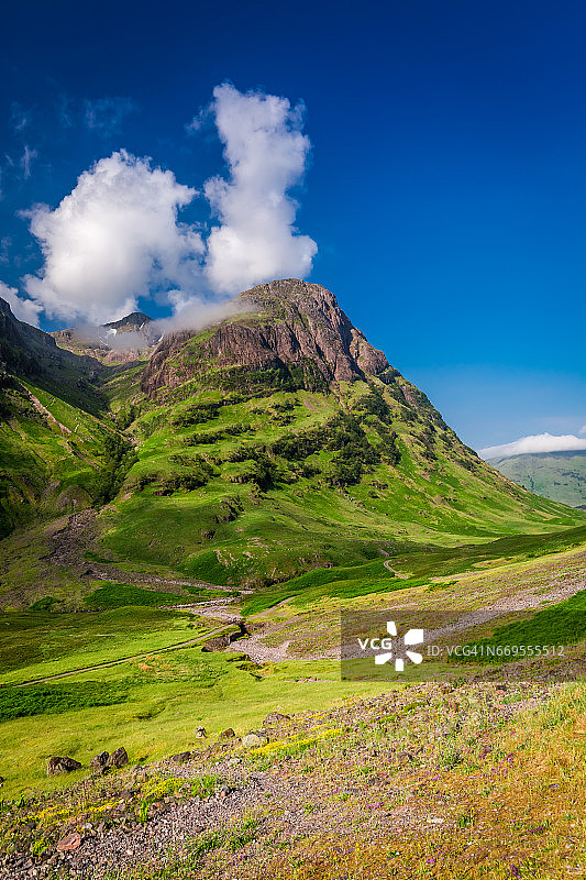 夏日日出时，格兰科的壮丽山脉，苏格兰图片素材