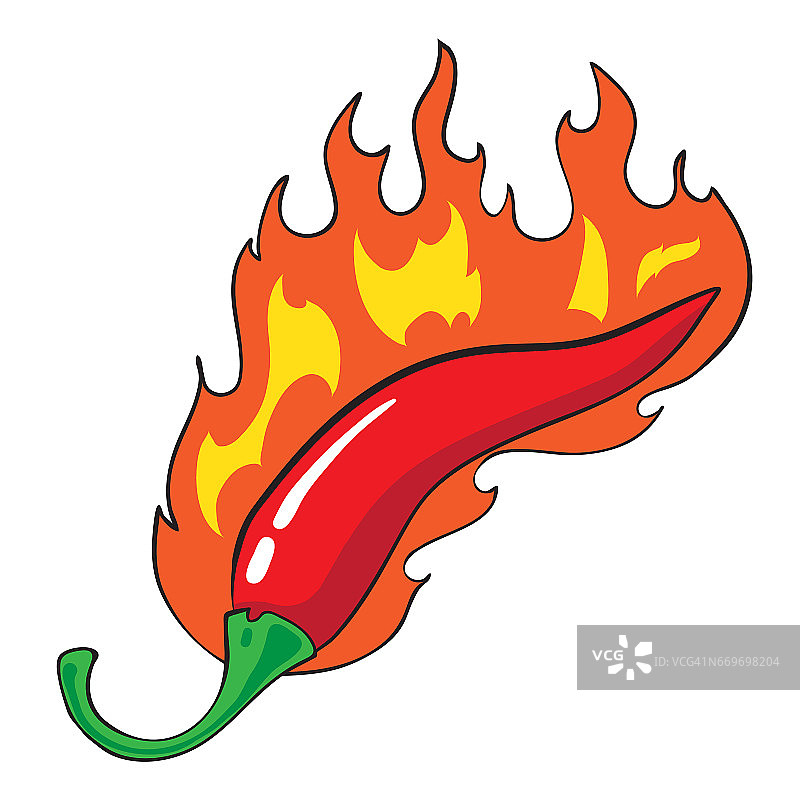 燃烧的辣椒的卡通形象图片素材