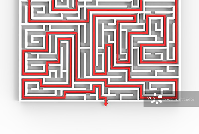 3d图解迷宫孤立的白色背景。三维演示图片素材