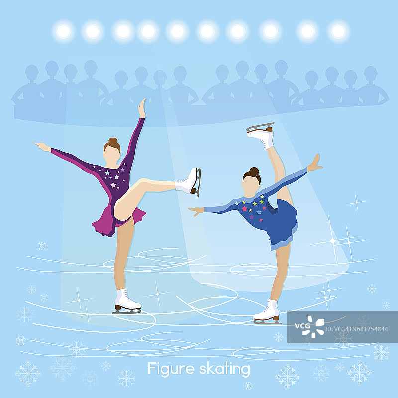 花样滑冰冰上舞蹈冬季运动可爱的女孩在冰上训练图片素材