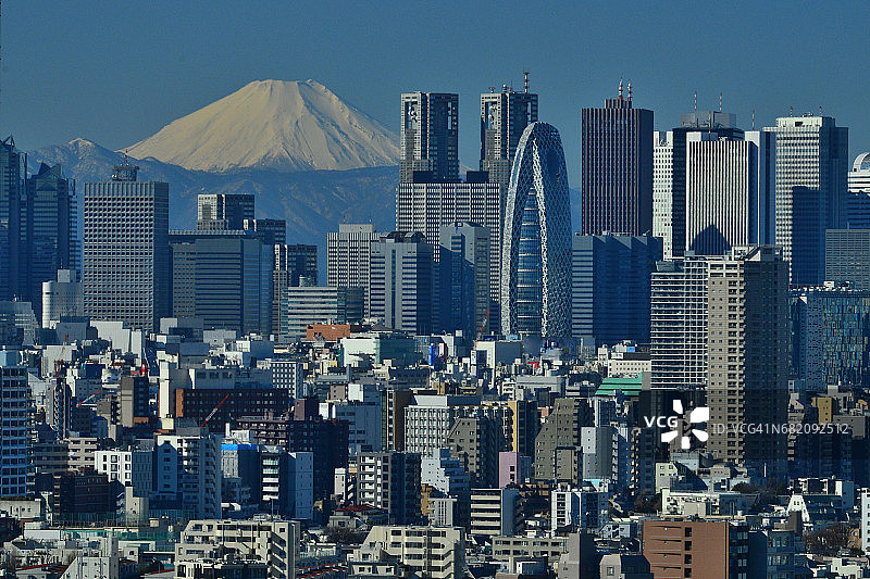 富士山和东京天际线图片素材