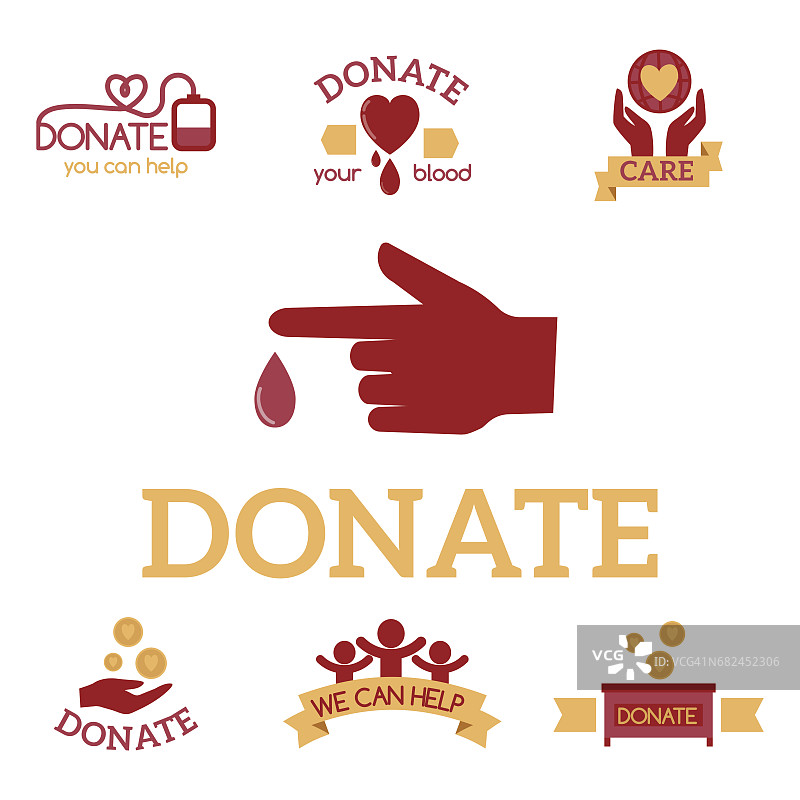 志愿者的红色图标慈善捐赠向量设置人道主义意识手希望援助支持标志图片素材