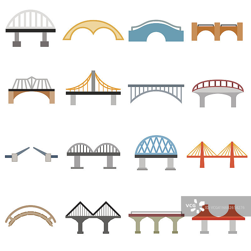 桥牌图标设置，平面风格图片素材