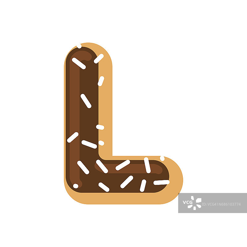 字母L甜甜圈字体。甜甜圈字母。甜蜜的文字。糖果ABC标志图片素材