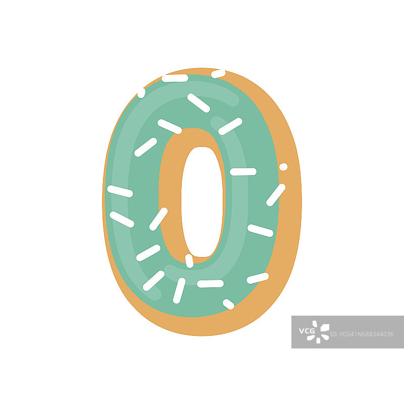 数字0甜甜圈。甜甜圈字体为零。甜蜜的字母表。糖果刻字。食物ABC标志图片素材