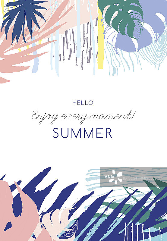 矢量插图热带花卉夏季派对海报图片素材