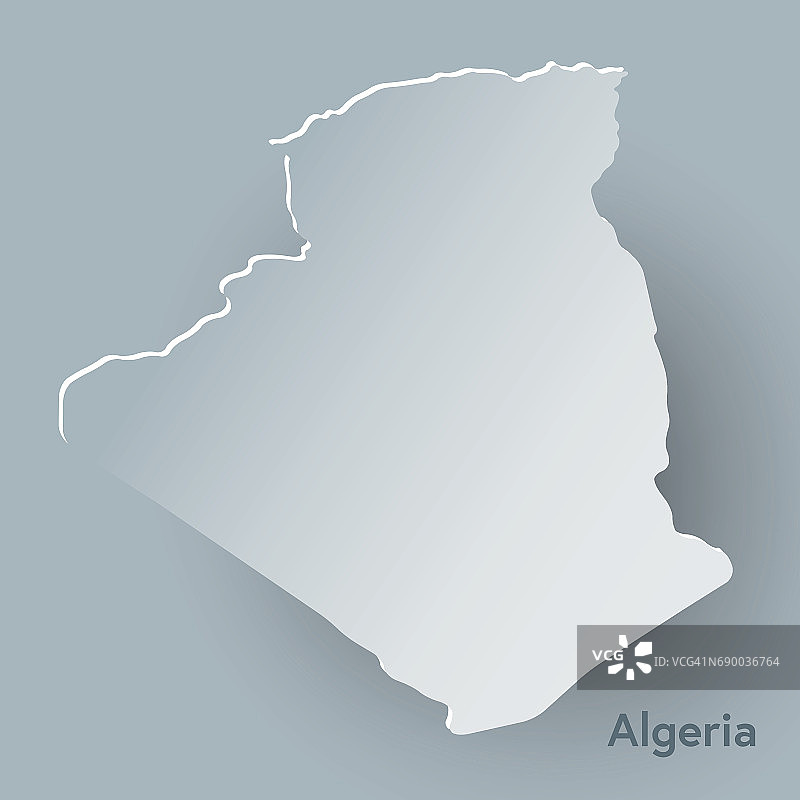 白色和阴影的阿尔及利亚地图图片素材