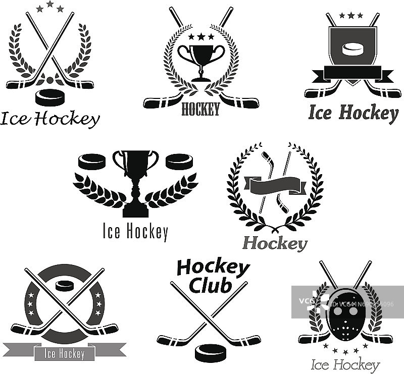 冰球俱乐部或锦标赛矢量奖励符号图片素材