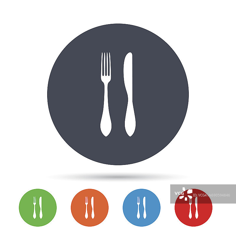 吃符号图标。餐具的象征。刀和叉。图片素材
