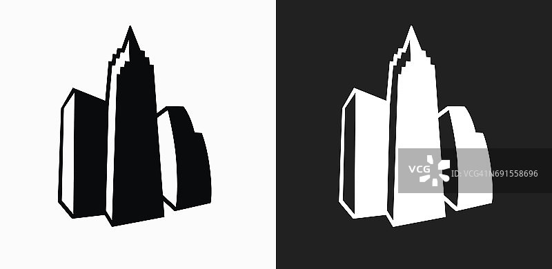 城市景观图标上的黑色和白色矢量背景图片素材