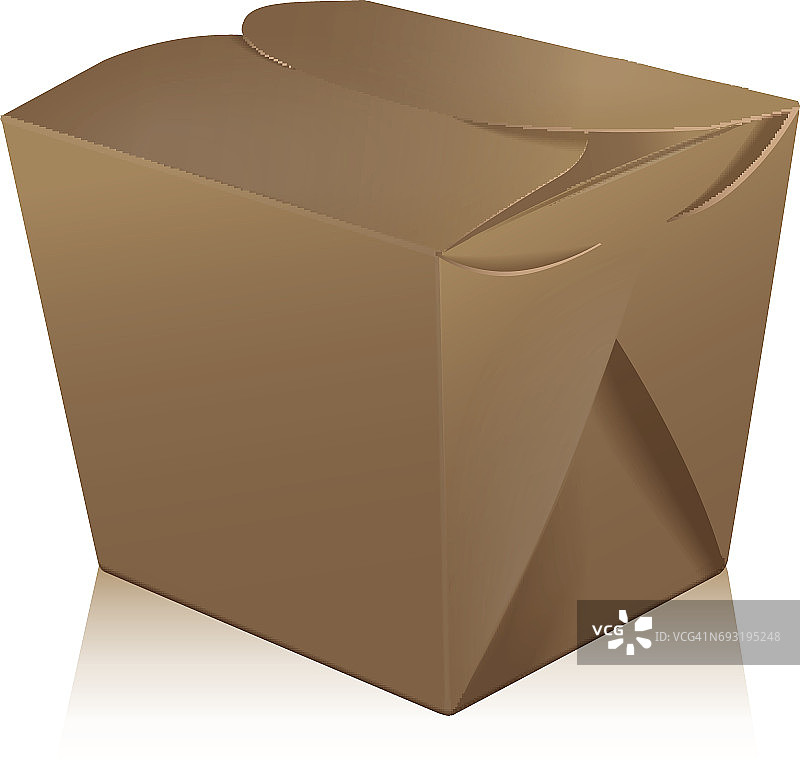 封闭空白外卖锅盒模型。向量的三维包装。纸盒亚洲或中国带走食品纸袋图片素材