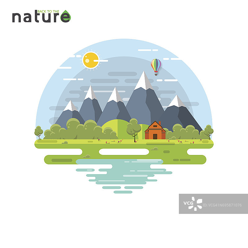 生态绿色自然景观概念平面设计。图片素材