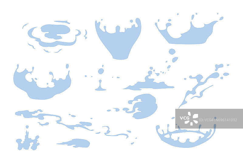 集水飞溅剪贴画，水滴和皇冠从落入水，孤立的矢量插图的效果设计图片素材