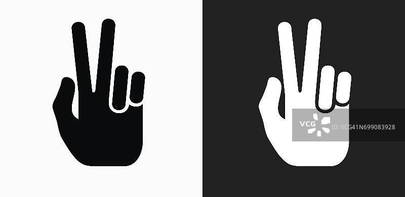 两个手指图标上的黑色和白色矢量背景图片素材