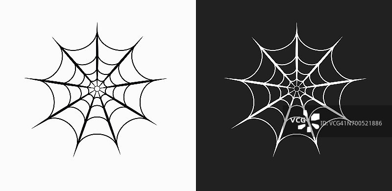 蜘蛛网图标上的黑色和白色矢量背景图片素材