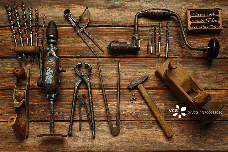 工作工具DIY老式木工工具，手工工具图片素材