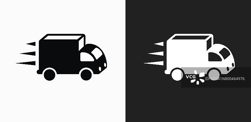 超速卡车图标上的黑色和白色矢量背景图片素材