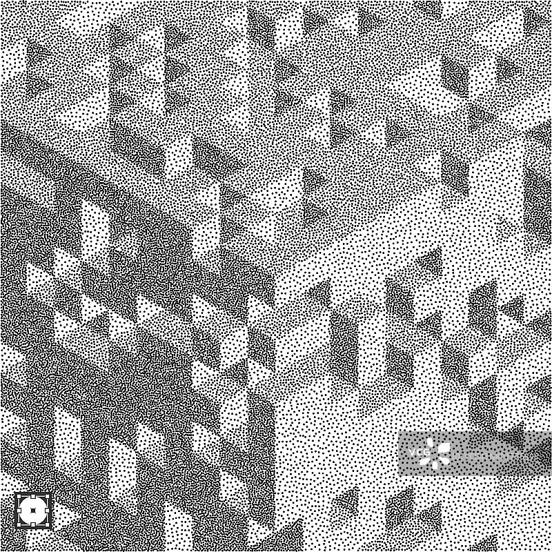 3d块结构背景。黑白颗粒点状设计。点彩派的模式。点画矢量插图。图片素材