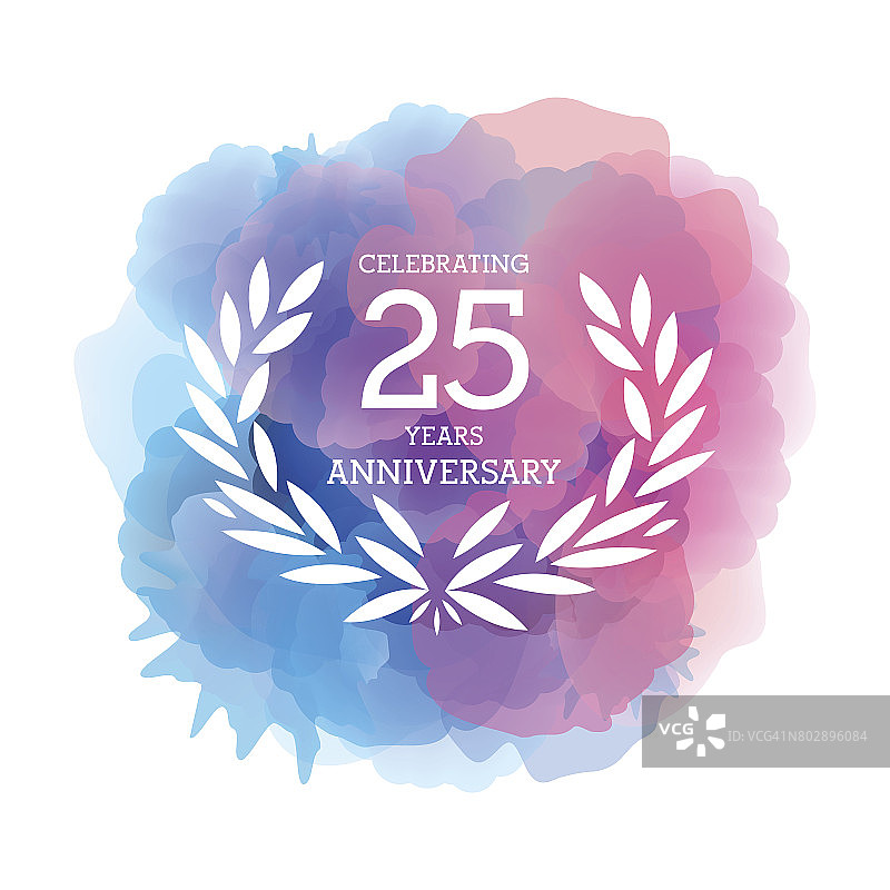 25周年纪念会徽以水彩为背景图片素材