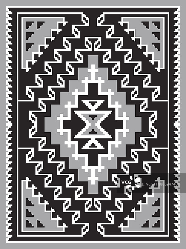 美洲印第安部落毛毯，单色质地。图片素材