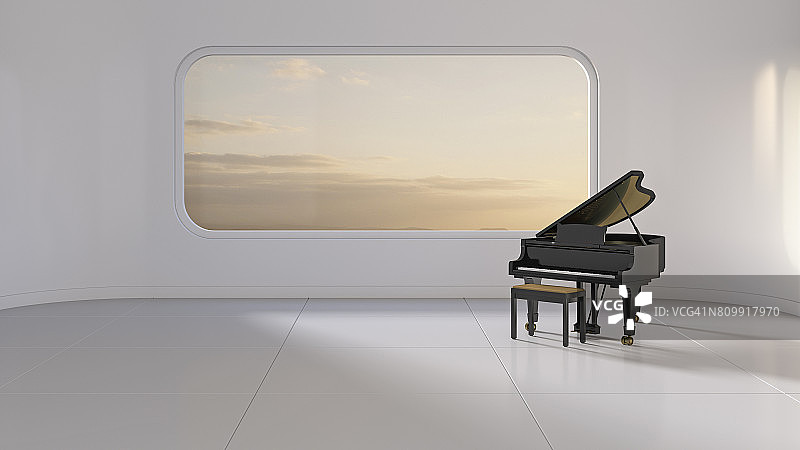未来派房间里的大钢琴图片素材