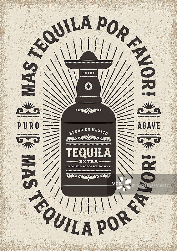 Vintage Mas Tequila Por Favor(更多的Tequila请)排版图片素材