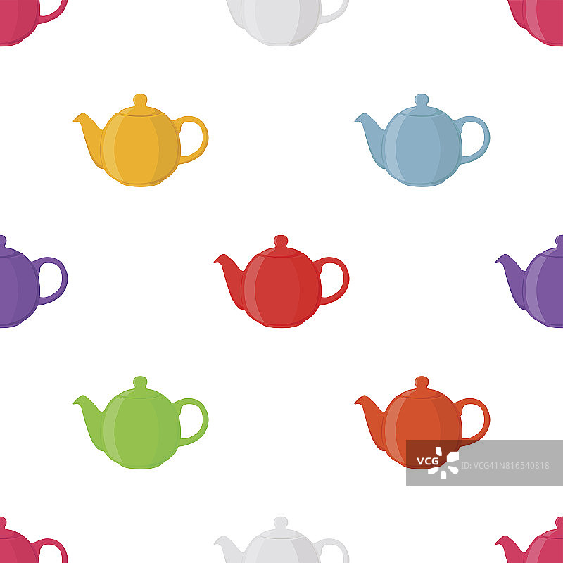 矢量插图的茶壶，无缝模式。陶制陶器，陶制茶壶图片素材