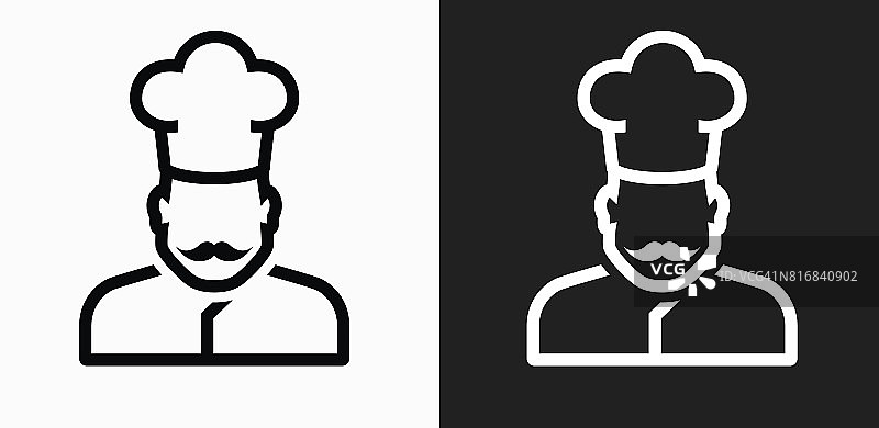 厨师脸图标在黑色和白色矢量背景图片素材