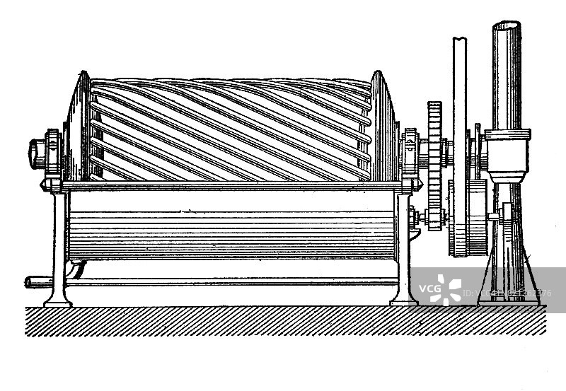 一个蒸汽机的插图- 1885图片素材