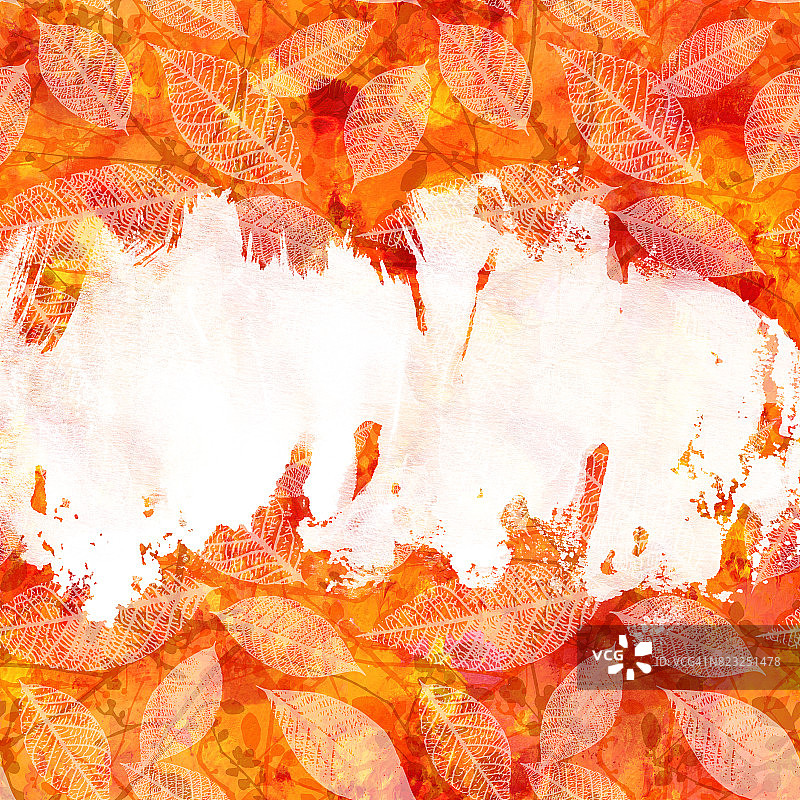 红色和黄色水彩秋天纹理与复制空间图片素材