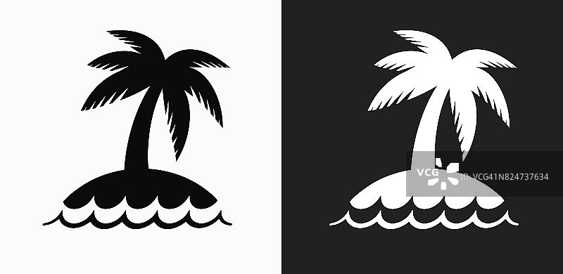 孤独岛图标上的黑色和白色矢量背景图片素材