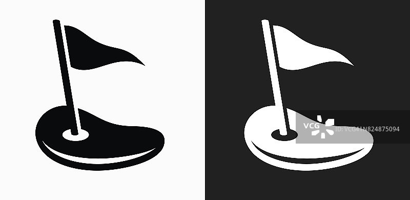 高尔夫球场图标上的黑色和白色矢量背景图片素材