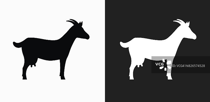 山羊图标上的黑色和白色矢量背景图片素材