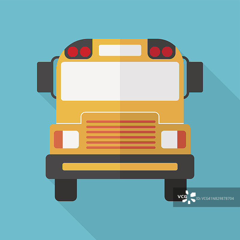 学校巴士平面图标孤立图片素材