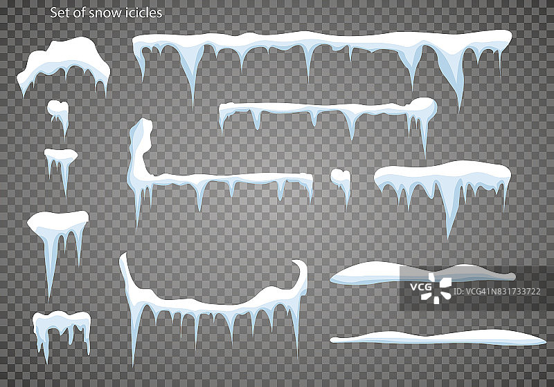 雪套冰柱，雪帽孤立。雪元素在冬天的背景。图片素材