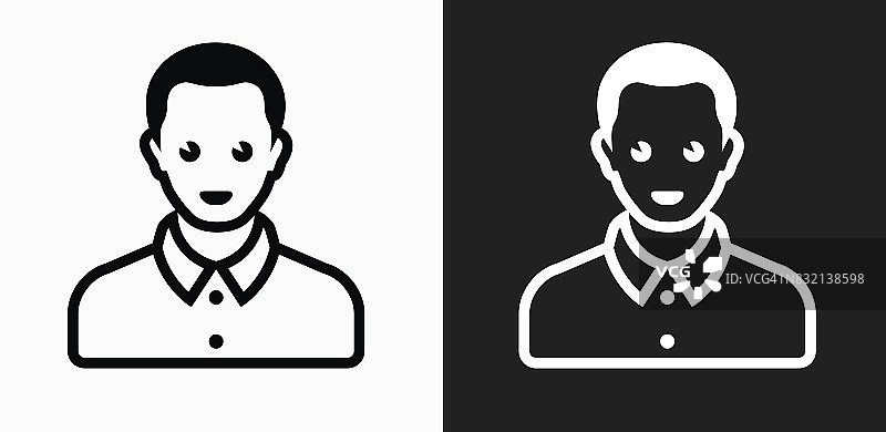在黑色和白色矢量背景上的男性脸图标图片素材