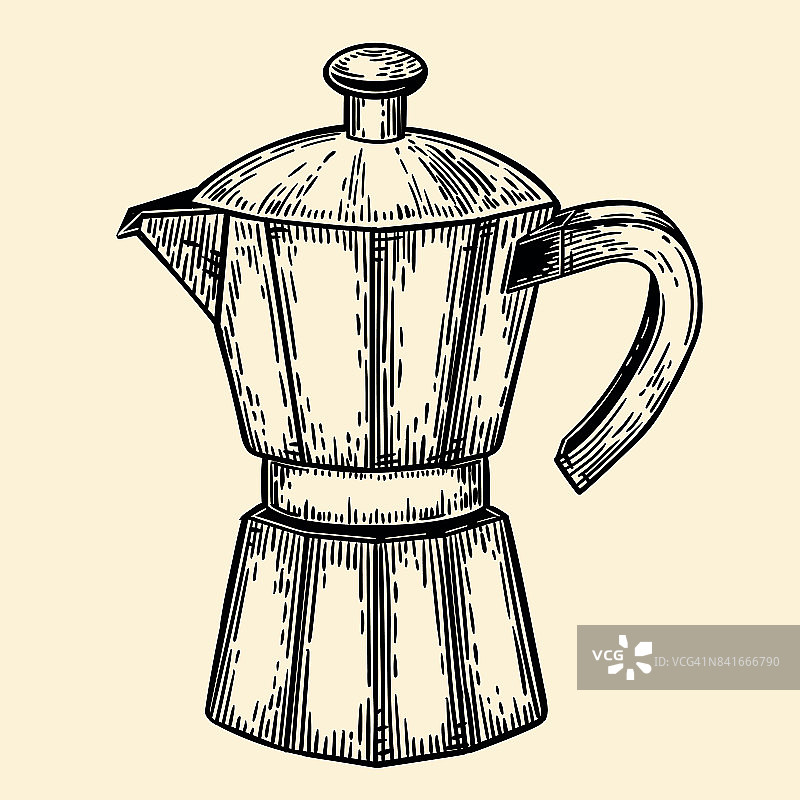 咖啡壶。矢量插图在素描风格图片素材
