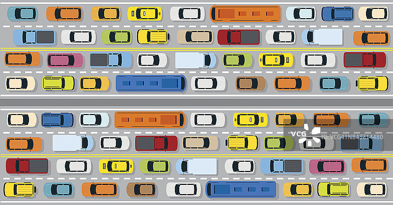 路上交通堵塞的车辆图片素材