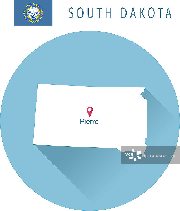 美国南达科他州的地图和旗图片素材