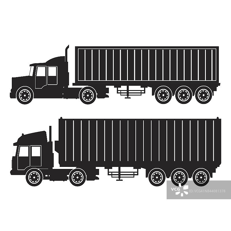 收集剪影卡车拖车集装箱交付运输图片素材