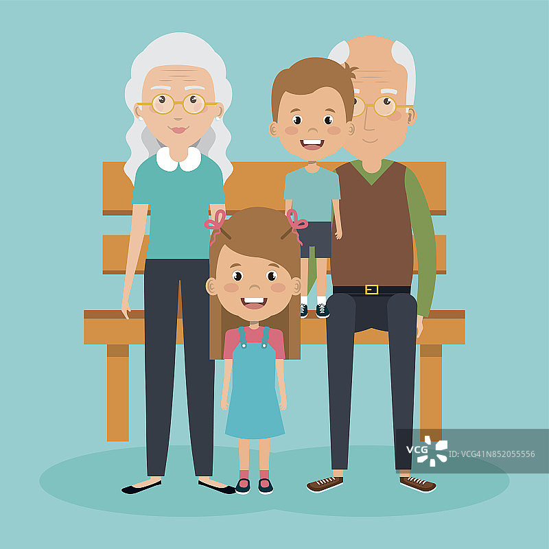 祖父母夫妇和孙辈化身图片素材