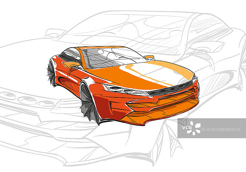 汽车的概念。汽车草图。矢量手绘。Autodesign图片素材