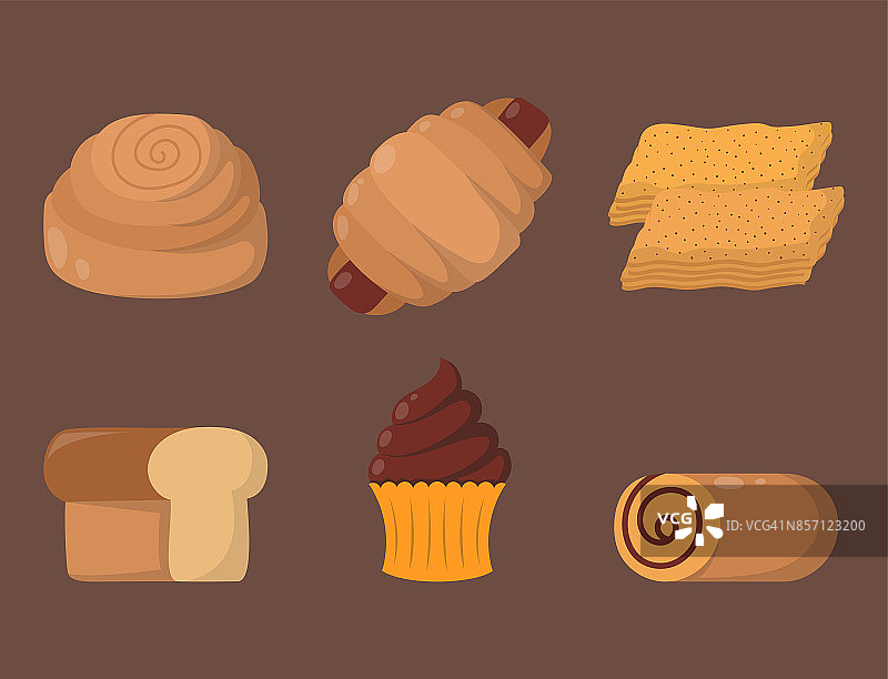 饼干蛋糕隔离美味零食美味巧克力自制糕点饼干矢量插画图片素材