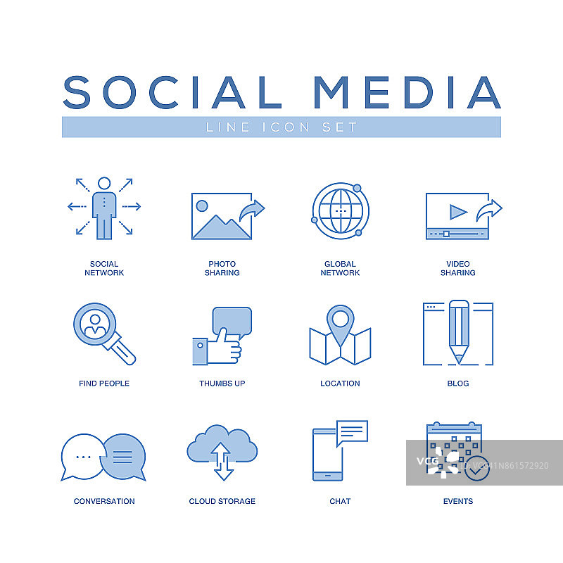 社交媒体产品线图标集图片素材